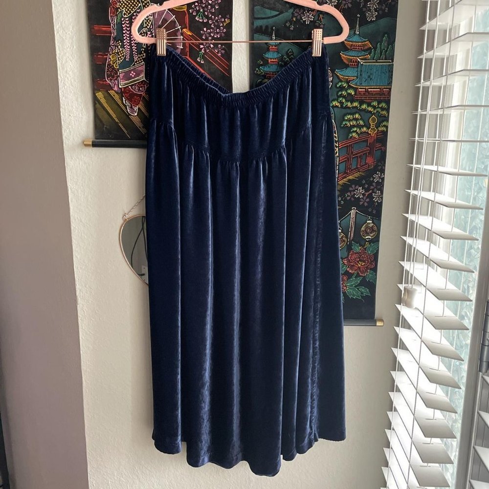 Vintage 90s Navy Velvet Maxi Skirt Size L/XL